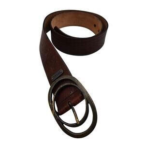 Vintage Y2K Fossil Womens Sz S Brown Leather Belt w/ Gold Buckle